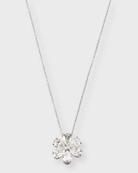 18k White Gold Diamond Flower Pendant Necklace