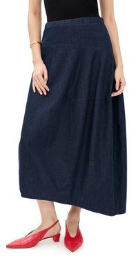Tibi Lightweight Denim Asymmetrical Balloon Skirt Indigo 8