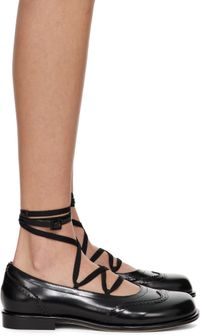 SHUSHU/TONG Black Lace-Up Flat Brogues