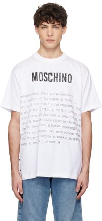 Moschino White Message Print T-shirt