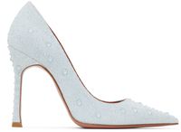 Amina Muaddi Blue Elsa Crystal Pump Heels
