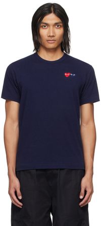 COMME des GARÇONS PLAY Navy Double Heart T-Shirt