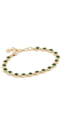 Ettika Crystal 18k Gold Plated Link Bracelet Green One Size