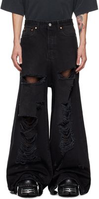VETEMENTS Black Ripped Big Shape Jeans