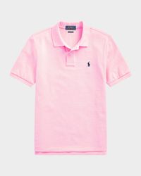 Boy's Short-Sleeve Logo Embroidery Polo Shirt, Size S-XL