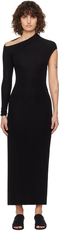 Courrèges Black Asymmetric Maxi Dress