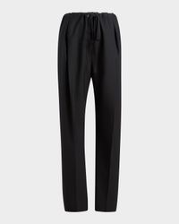 Trenton Pleated Straight-Leg Pull-On Pants