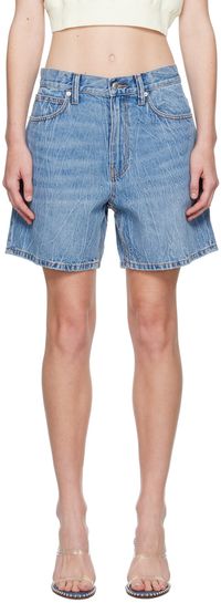 Alexander Wang Blue Mid-Rise Denim Shorts