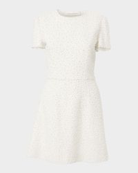 Pearly Embellished Short-Sleeve Mini Dress