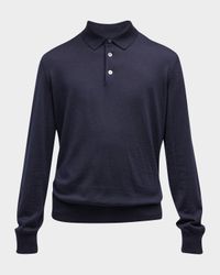 Men's Cashmere-Silk Polo Sweater