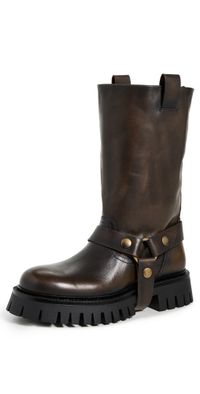 Golden Goose Kurt Chunky Sole Distressed Boots Dark Brown/Beige 38