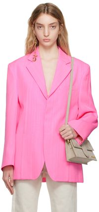 JACQUEMUS Pink Le Raphia 'La Veste D'Homme' Blazer