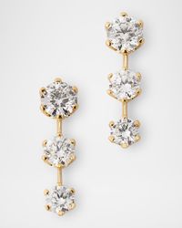 18K Yellow Gold Floating Diamond Triple Drop Earrings