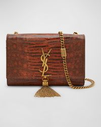 Kate Small Tassel YSL Wallet on Chain in Lizard-Embossed Leather
