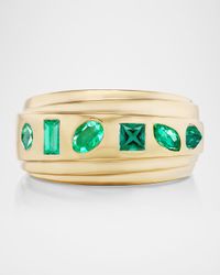 18K Yellow Gold Flush-Mount Emerald Ring