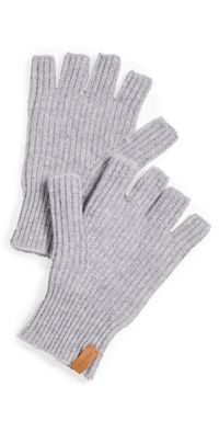 Vince Boiled Cashmere Fingerless Rib Knit Glove Heather Grey One Size