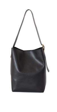 Madewell The Essential Bucket Tote in Leather True Black One Size