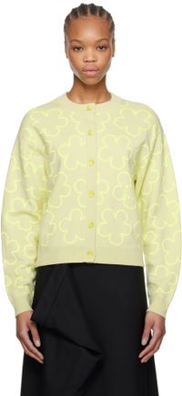 Kenzo Cardigan vert à motif fleuri et à logo brodé