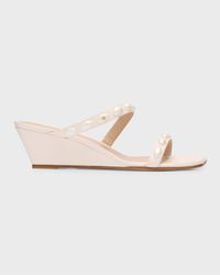 Pearlita Leather Two-Band Wedge Sandals