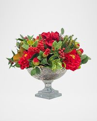 Faux Camellia Berry Floral Arrangement in Vase