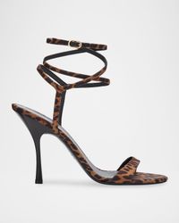 Nudist Leopard-Print Stiletto Wrap Sandals