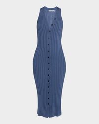Lyliane Buttoned Rib Wool Midi Dress
