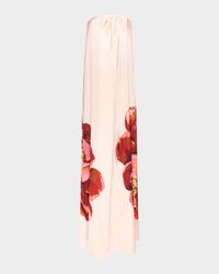 Divina Strapless Floral Satin Maxi Dress