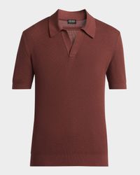 Men's Textured Johnny Polo Sweater