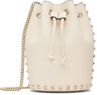 Valentino Garavani Off-White Mini Drawstring Rockstud Bag