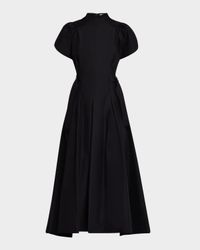 Puff Sleeve Flared Midi Dress