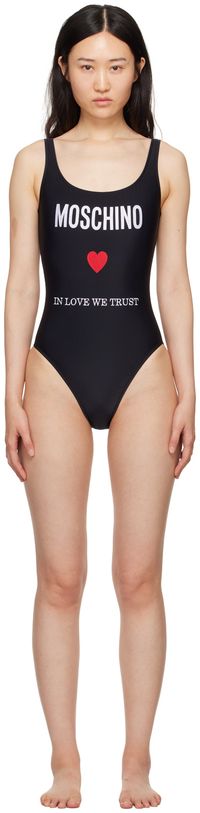 Moschino Black 'In Love We Trust' Swimsuit