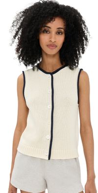 Alex Mill Bridget Tipped Vest Ivory/Dark Navy XL