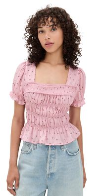 Free People Adore You Blouse Bleached Mauve Combo L
