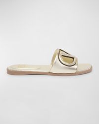 VLogo Metallic Flat Slide Sandals