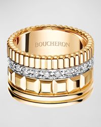 Quatre Radiant Edition 18k Yellow Gold Ring with Diamonds, EU 58 / US 8.25