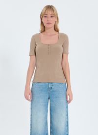 Zapa - Top ajusté en maille - Taille 5 - Beige