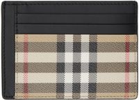 Burberry Beige Check Money Clip Card Holder