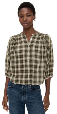Madewell Balloon-Sleeve Top Fall Plaid Faded Ivy M