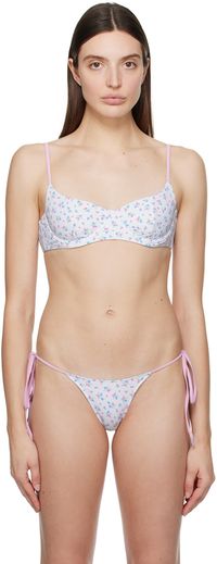 Frankies Bikinis White & Pink Cola Bikini Top