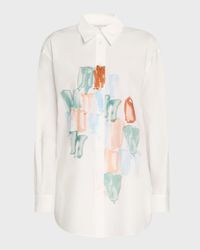 Oversized Paint Stroke-Print Boyfriend Shirt