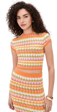 Ronny Kobo Quartz Knit Top Rainbow Multi L
