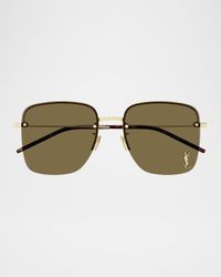 YSL Rimless Square Metal Sunglasses