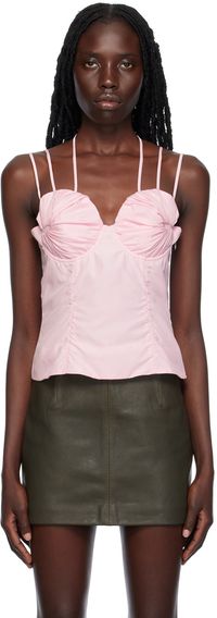 FIDAN NOVRUZOVA Pink Gathered Tank Top
