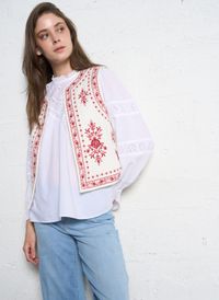 Sud Express - Veste droite en coton - Taille L - Rouge
