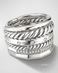 16mm Stax Wide Stacked Ring with Diamonds