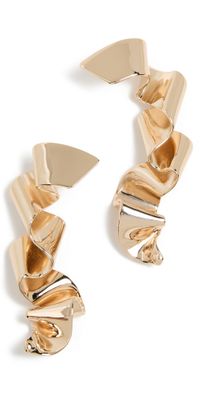 Elsie Frieda Metal Sculpture Ribbon Earrings Gold One Size