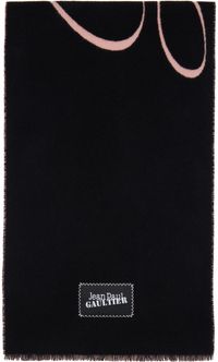 Jean Paul Gaultier Black & Pink 'Gaultier' Signature Scarf