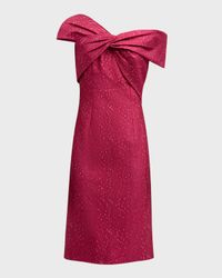 One-Shoulder Speckled Jacquard Dress