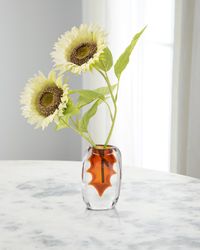 Honey Amber 16" Faux Floral Arrangement in Glass Vase