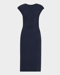 Ruched Boat-Neck Knee-Length Jersey Dress